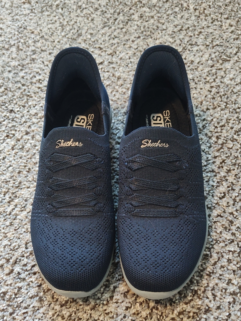 Skechers Women's Navy Slip-On Knit Athletic Shoes
